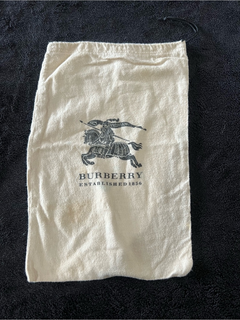 Burberry Cream Cotton Drawstring Dust Bag with Equestrian Logo